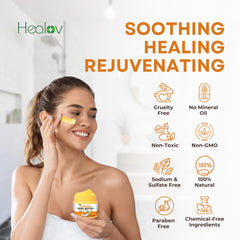 Healov Curcuma Manteca Corporal Batida: envase compacto para el cuidado corporal.