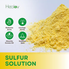 Healov Mascarilla de azufre, envase de vidrio y aspecto natural.
