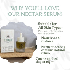Textura cremosa del Nectar Serum ideal para piel seca o sensible