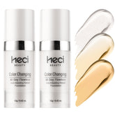 HECI BEAUTY fundación líquida cambio color en botella para tono exacto