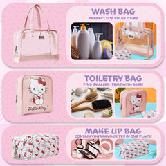 Hello Kitty conjunto de bolsos de belleza 3 piezas, perfecto para viajes y uso diario.