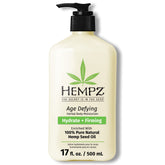 Hempz Age-Defy: botella de crema para hidratación profunda y absorción rápida.
