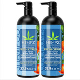 Hempz champú y acondicionador toronja-durazno, frente de botella para cabello suave