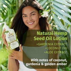 Hempz crema corporal manteca de shea, textura cremosa que suaviza.