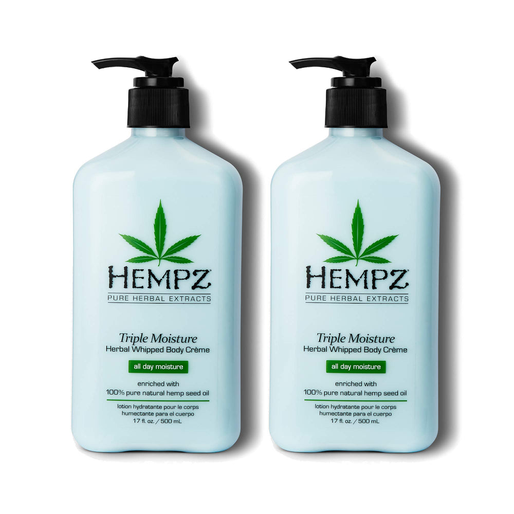 Hempz crema corporal: botella con hidratación triple para uso diario.