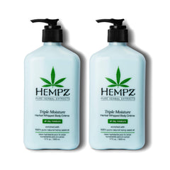 Hempz crema corporal: botella con hidratación triple para uso diario.