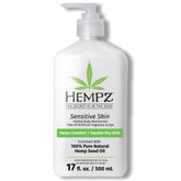 Hempz hidratante para piel sensible con botella: calma y suavidad diaria.
