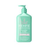 Hempz Loción corporal Cucumber & Aloe en botella, hidratación suave para la piel.