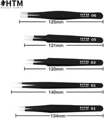 Pinzas antiestaticas HengTianMei de acero inoxidable para reparacion electronica.