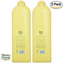 Heno de Pravia gel de ducha, dos botellas, experiencia de ducha agradable y ahorro.