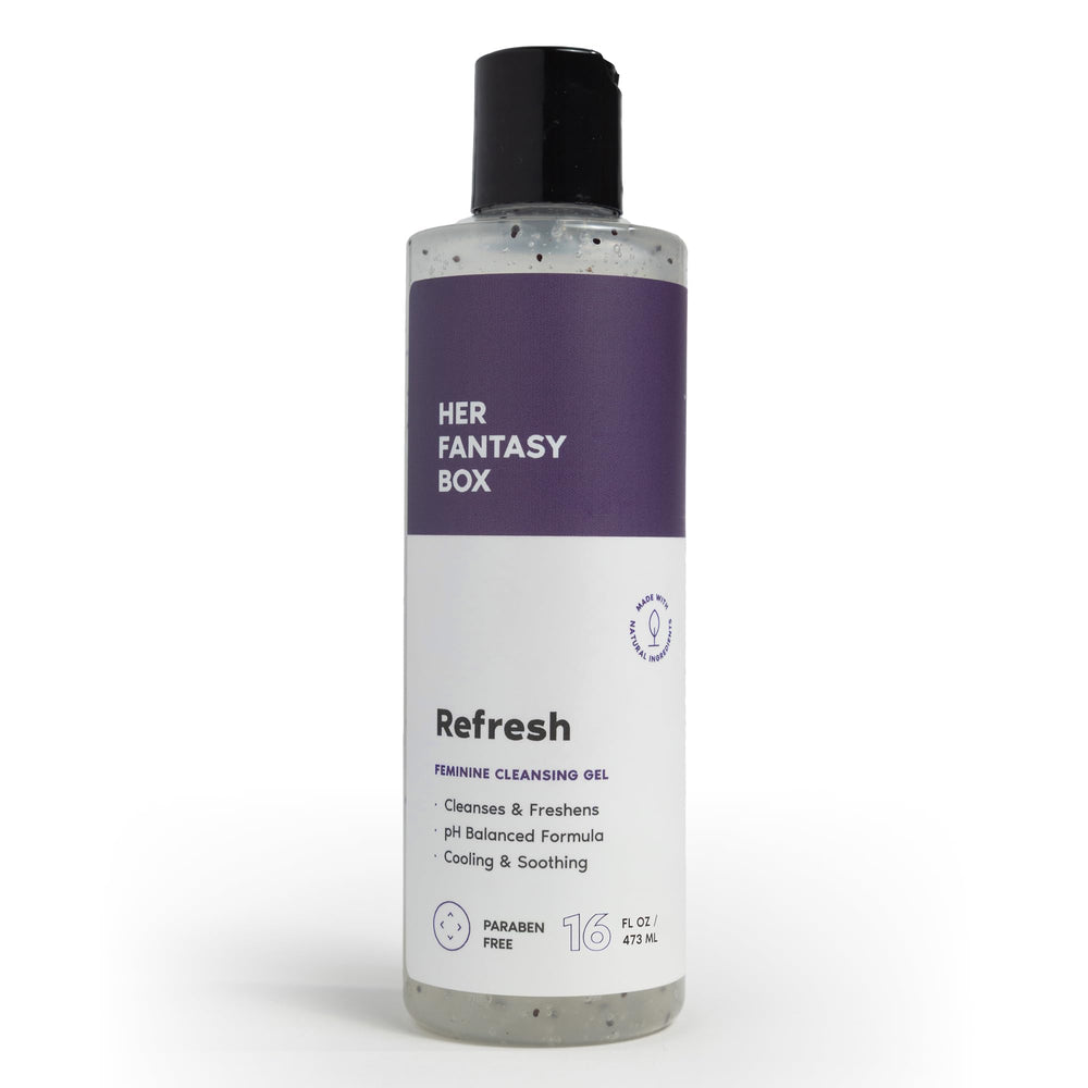 Her Fantasy Box Refresh bottle front view for gentle cleansing and balanced skin.