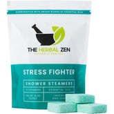 Herbal Zen Stress Fighter shower steamer with lavender and lemon aroma ready for gifting