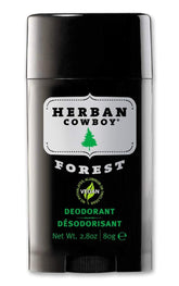 Herban Cowboy Forêt Déodorant, bouteille 79 ml, longue tenue possible.