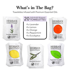 Herban Essentials: toallitas de viaje tamaño portátil para bolsillos y maletas