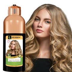 HERBBY Hair Color Shampoo: botella frontal con color vibrante para canas.