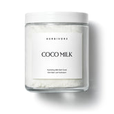 HERBIVORE Leche de Coco para baño, botella enfatiza hidratación profunda para la piel.