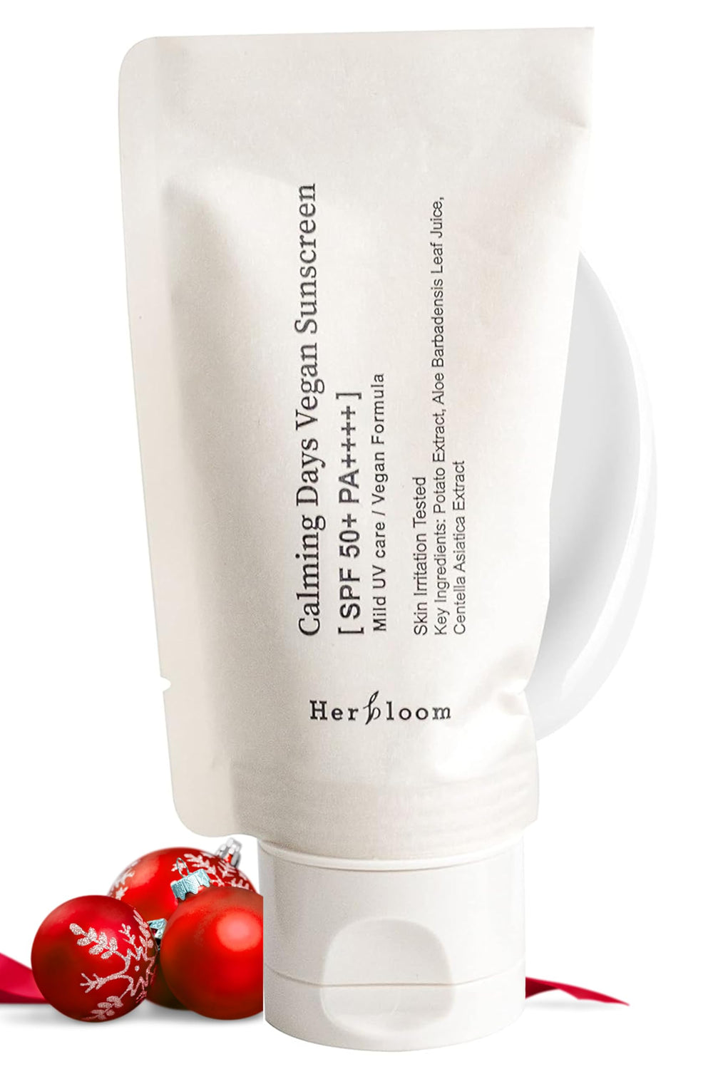 Herbloom Calming Days, botella de protector solar, hidratación suave para piel sensible