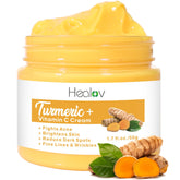 Herblov crema de cúrcuma: bote mostrado para una piel iluminada y tono uniforme.