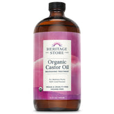 heritage store aceite de ricino 32oz en frasco de vidrio para cabello sano.