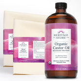 HERITAGE STORE Aceite de ricino en botella de 32 onzas para uso versátil en cabello y piel.