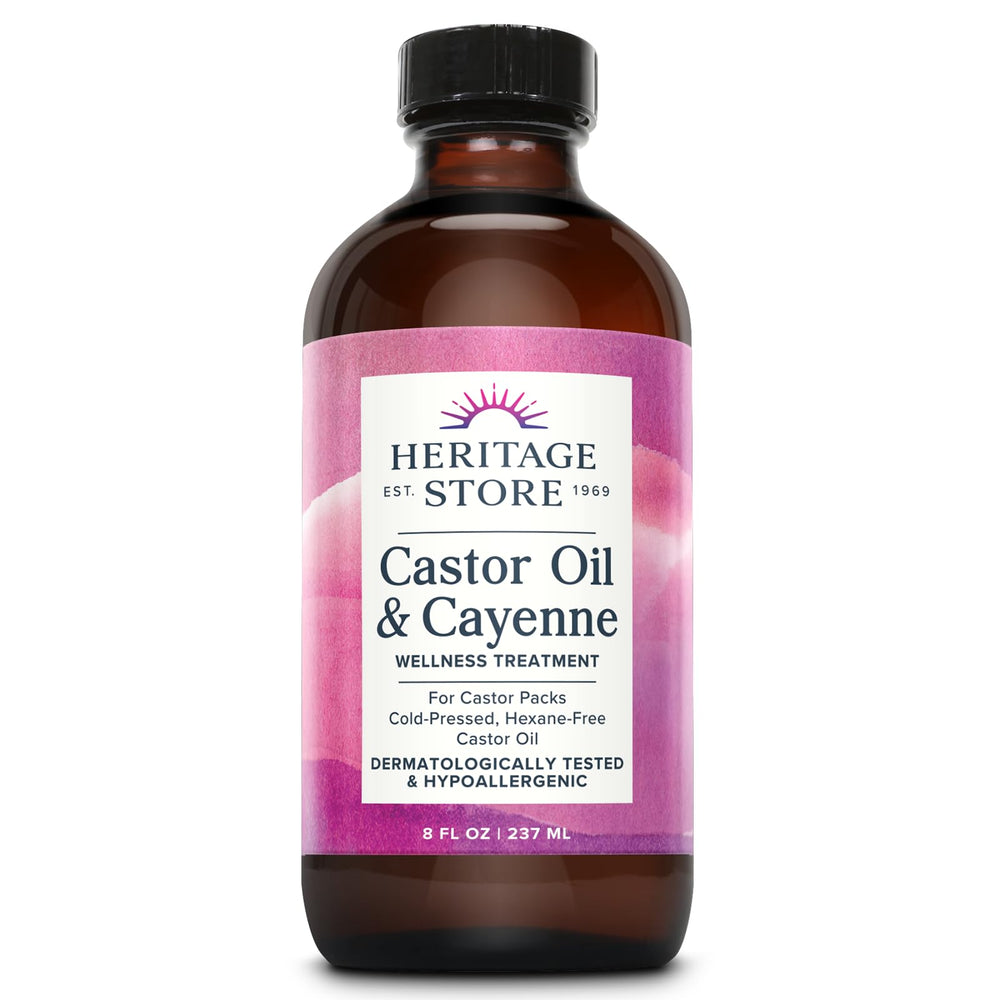 HERITAGE STORE aceite de ricino cayena envoltura suave para la piel.