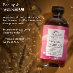 HERITAGE STORE Aceite de ricino lavanda, cuidado de piel suave y sedoso