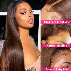Peluca Hermosa frente de encaje 13x4 prepelado para línea de cabello definida.