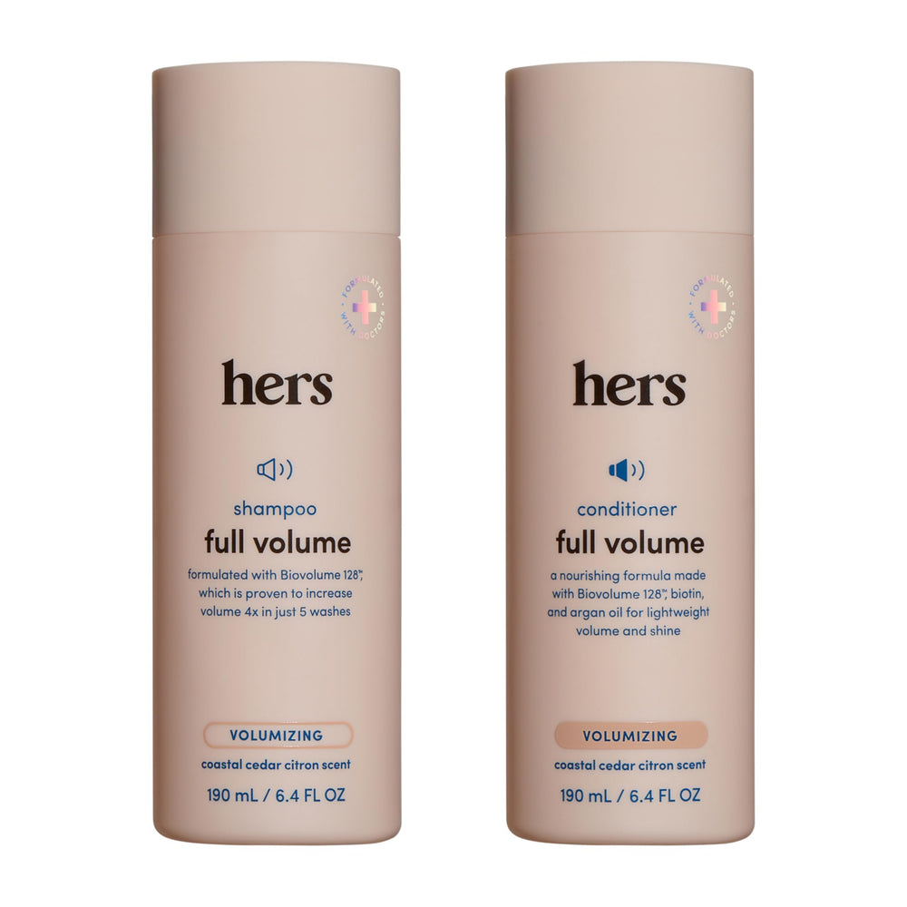 hers shampoing-volume bouteille, offre un volume visible après chaque lavage