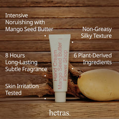 HETRAS Hinoki textura suave que ofrece hidratación ligera y rápida.
