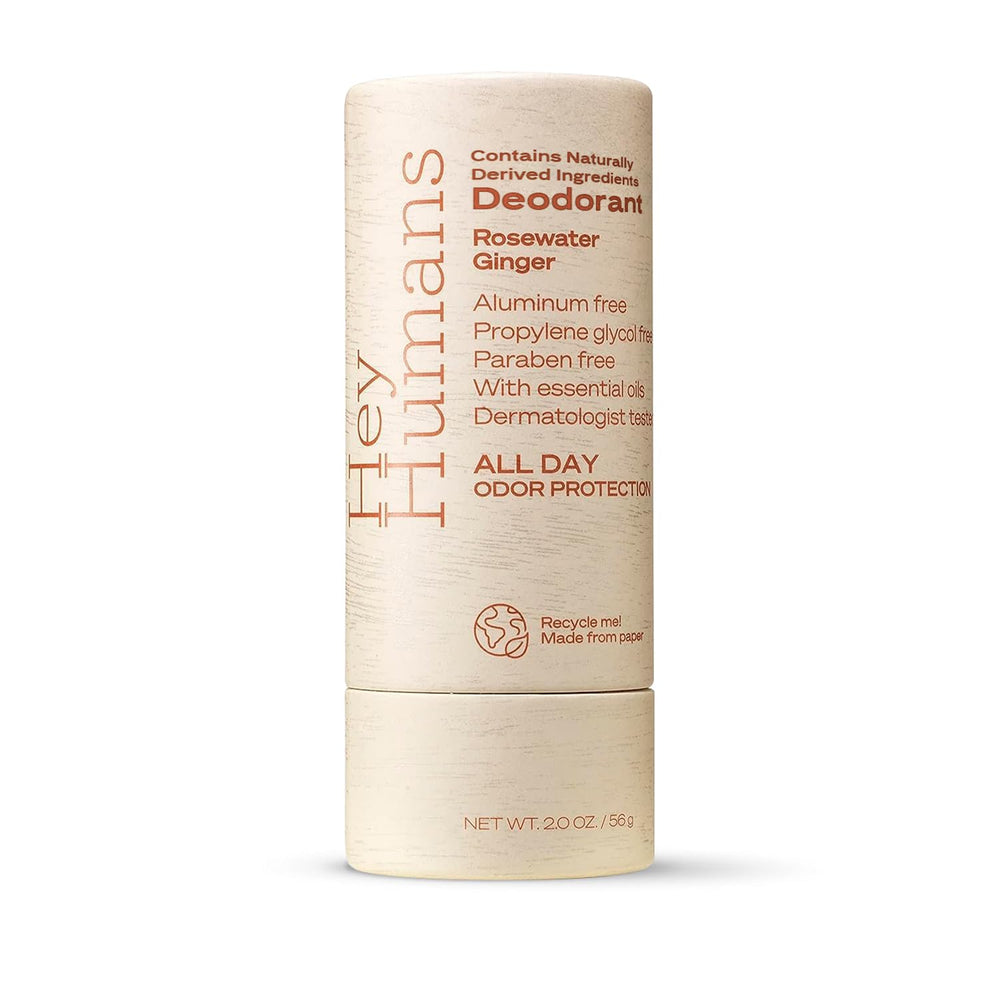 Hey Humans Desodorante sin aluminio aroma rosa y jengibre frente: aroma fresco para todo el día