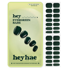 Heyhae gel uñas semicuradas verde invierno en empaque completo con accesorios