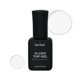 heyhae gel superior brillo, botella visible, acabado resplandeciente para uñas.