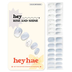 Heyhae tiras de gel semicuradas con brillo azul y estrellas plateadas para uñas brillantes.