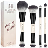 HEYMKGO: set de brochas dobles para fundación y contorno, acabado suave y uniforme.