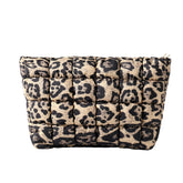 Bolso HFLZBRO acolchado marrón leopardo para viajar con estilo.