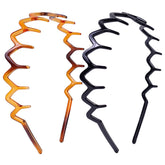 HFZRZFH banda zigzag con dientes negra ofrece agarre seguro para diferentes peinados.