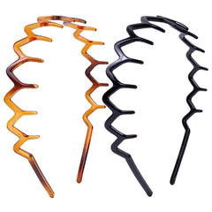 HFZRZFH banda zigzag con dientes negra ofrece agarre seguro para diferentes peinados.