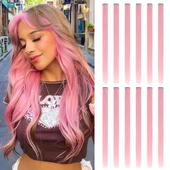 HH FASHION extensiones con clip color rosa claro para realzar el peinado.