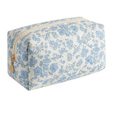 HHQQWZ estuche de maquillaje de viaje azul floral con cierre duradero.