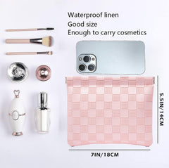HIGH FIT bolso cosmético cuero sin cremallera, acceso rápido con una sola mano.