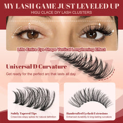 Higu clace lash clusters 50D provide fuller lift for enhanced eye definition.