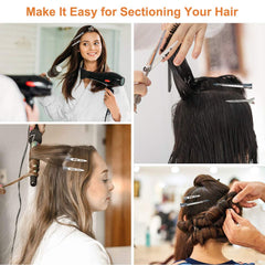 HiJeaton pinza pico de pato metal plateada, resistente para cabello grueso y tareas en el salón
