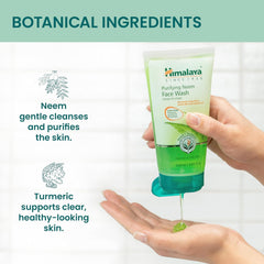 Himalaya Purifying Neem Face Wash, ingredientes neem curcuma: piel limpia y fresca.