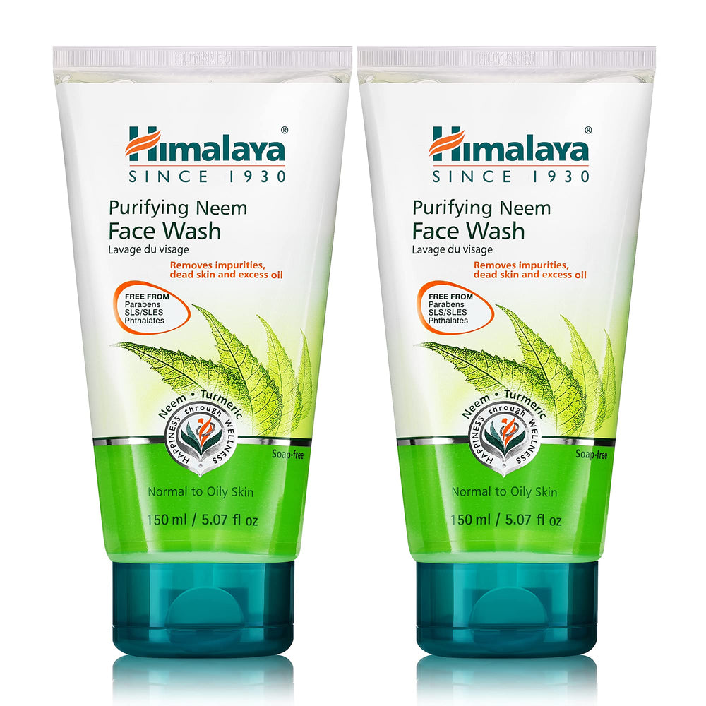 Himalaya limpiador facial Neem purificante, frente del envase, limpieza suave para piel grasa