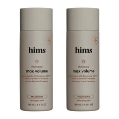 Hims Max Volume Champú: botella visible para añadir volumen al cabello fino.