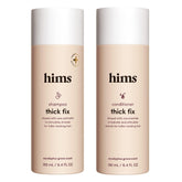 Hims Thick Fix shampoo bottle front with eucalyptus scent for refreshed scalp cleansing.