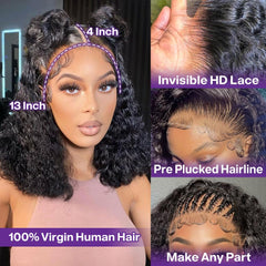 HIRIREMY Pelo humano virgen Bob 13x4 con encaje para un acabado suave y real