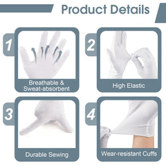 Guantes Hoiny de algodón blancos con tejido transpirable para uso prolongado.