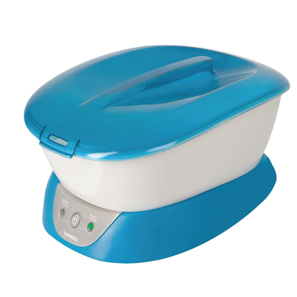 Homedics máquina parafina para manos, foco en la experiencia, ayuda a hidratar y relajar la piel.