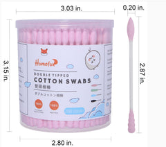 HOMEFOX hisopos de algodón rosado con punta doble para maquillaje preciso